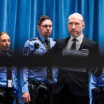 Anders Breivik, a su llegada al tribunal de Tyristrand (Noruega)