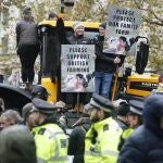 Los agricultores llegaron ayer a las puertas de Westminster