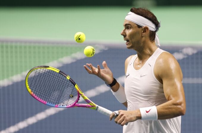 Nadal, durante un entrenamiento en el Martín Carpena