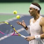 Nadal, durante un entrenamiento en el Martín Carpena