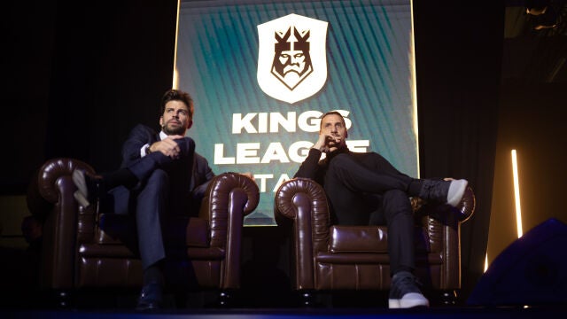 Gerard Pique y Zlatan Ibrahimovic en la presentación de la Kings League Italy