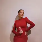 Georgina Rodríguez con vestido rojo.