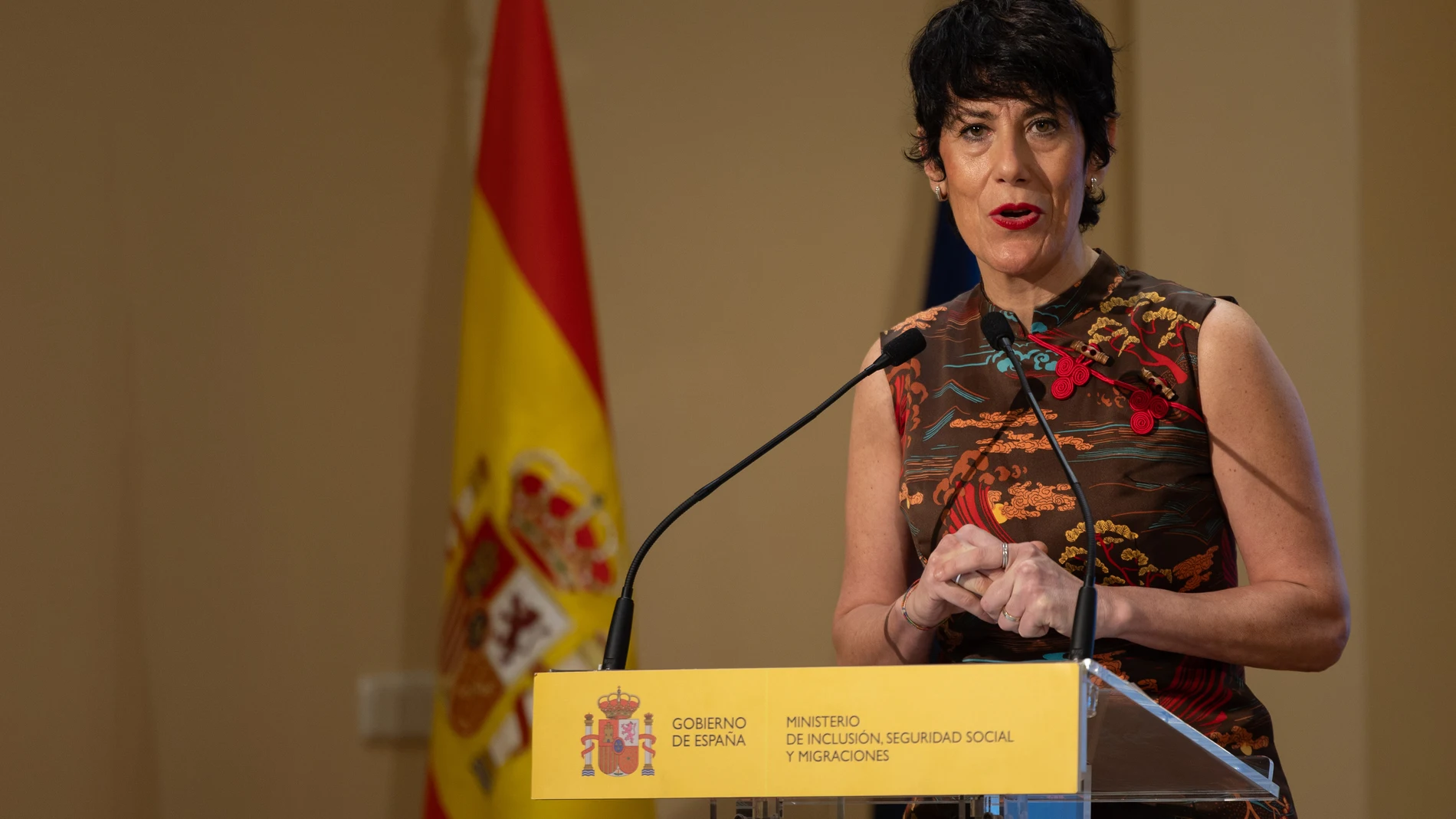 La ministra de Inclusión, Seguridad Social y Migraciones, Elma Saiz, ofrece una rueda de prensa, en el Ministerio de Inclusión, Seguridad Social y Migraciones, a 9 de enero de 2025, en Madrid (España). Durante su comparecencia, la ministra ha realizado un balance de la gestión del Ministerio en 2024, y ha anunciado los hitos en que se va a desarrollar su acción en 2025. 09 ENERO 2025 Eduardo Parra / Europa Press 09/01/2025