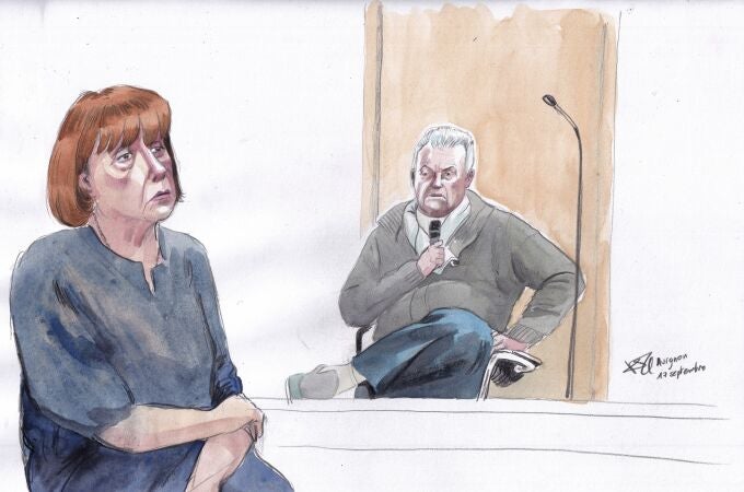 Uno de los dibujos del juicio de Gisèle Pelicot 