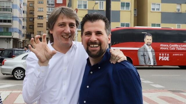 Tudanca y Carlos Martínez durante una visita el primero a Soria durante un acto de campaña de las autonómicas autonómicas