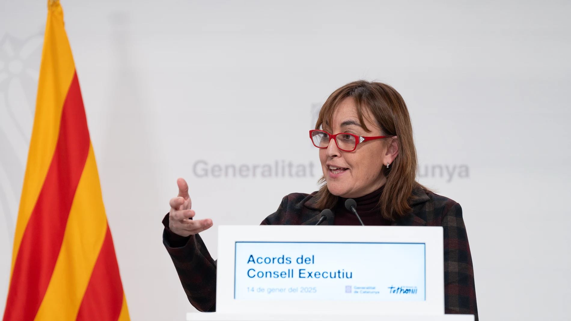 La consejera de Territorio, Vivienda y Transición Ecológica, y portavoz del Govern, Silvia Paneque, informa durante una rueda de prensa de los acuerdos que ha adoptado el Consell Executiu tras la reunión celebrada por la mañana, a 14 de enero de 2025, en Barcelona, Catalunya (España). 14 ENERO 2025;GOVERN;PANEQUE;SILVIA;INFORMA;RUEDA DE PRENSA;ACUERDOS David Zorrakino / Europa Press 14/01/2025