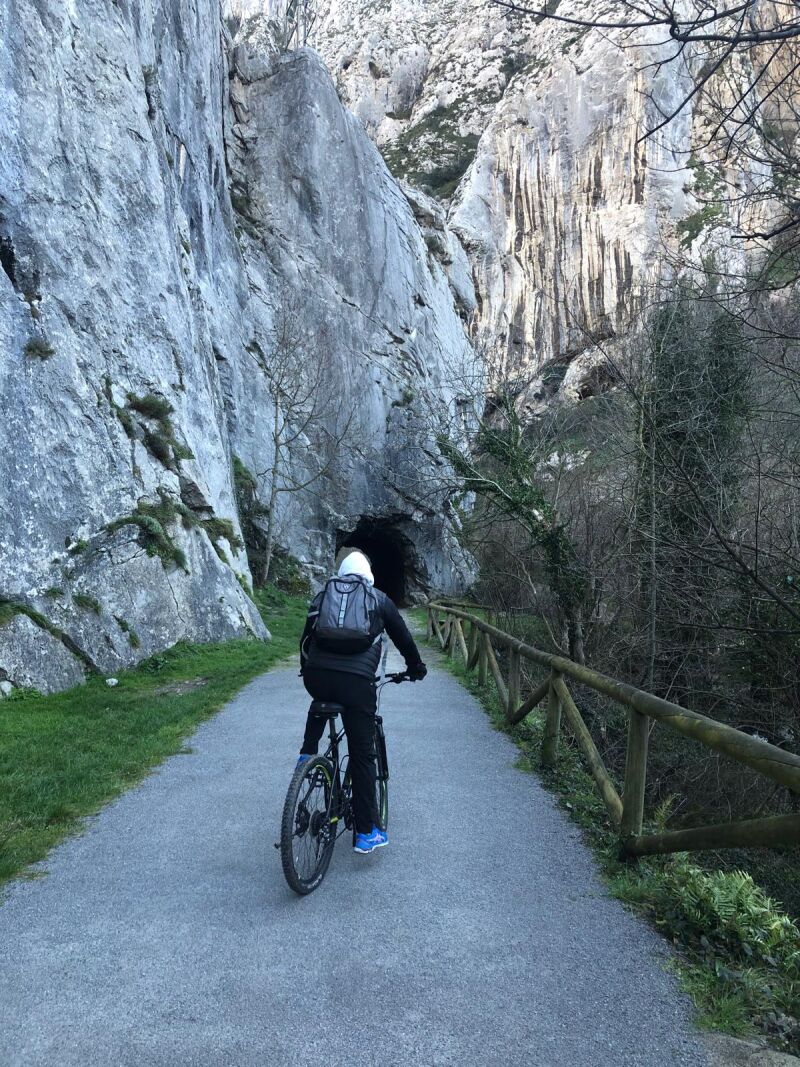 Un ciclista haciendo la ruta.