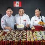 De izda. a dcha., Gian Carlo Panzera, de Pucará, Luis Solano, de Tinkuy, Edwing Castro, de Doromari, y Sara Solano, de La Sarita
