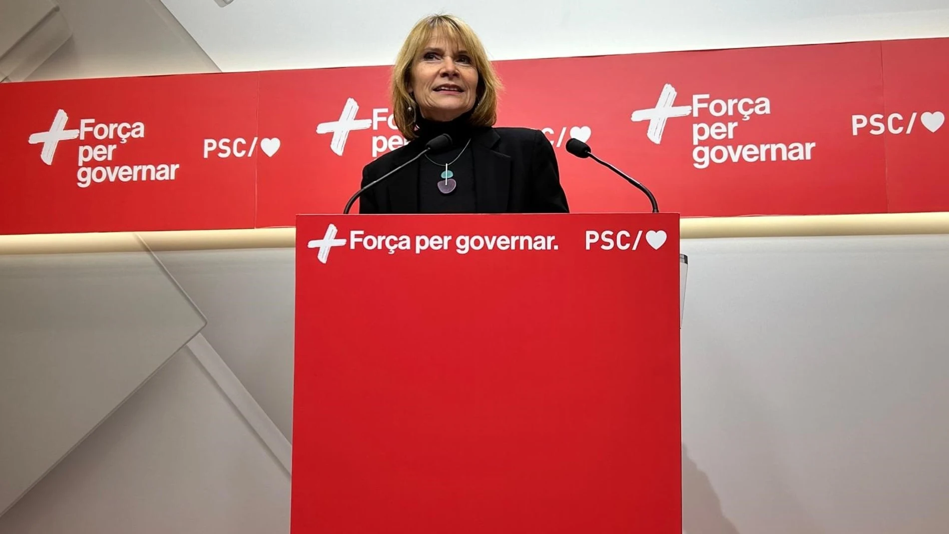 La viceprimera secretaria y portavoz del PSC, Lluïsa Moret, en una rueda de prensa en la sede del partido EUROPA PRESS 20/01/2025