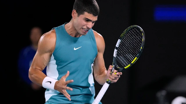 Alcaraz, en un instante del partido de cuartos ante Djokovic