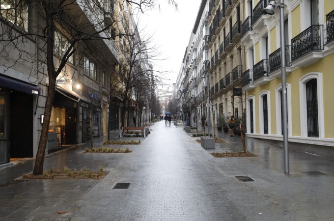 Aspecto que presentaba esta mañana la calle Recoletos