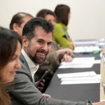 Luis Tudanca en la reunión de la Junta de portavoces