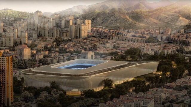 Recreación de cómo podría ser el estadio de La Rosaleda de Málaga tras su remodelación
