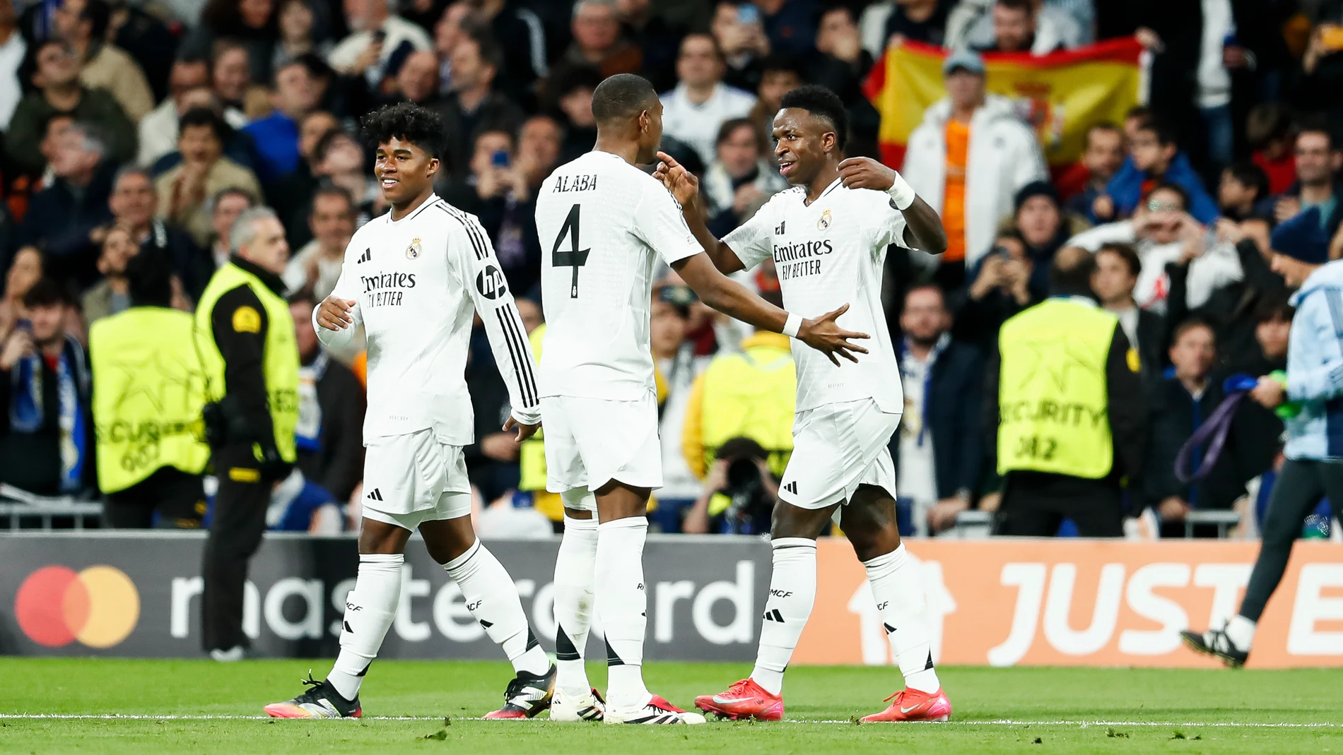 Vinicius Junior of Real Madrid celebrates a goal during the UEFA Champions League 2024/25 League Phase MD7 match between Real Madrid and RB Salzburg at Santiago Bernabeu stadium on January 22, 2025, in Madrid, Spain.AFP7 22/01/2025 ONLY FOR USE IN SPAIN