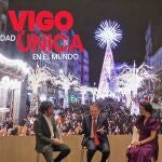 Luis García, Abel Caballero y Paula Montes durante la presentación de Vigo en Fitur 2025.