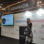 La consejera de Cultura y Deporte de la Junta de Andalucía, Patricia del Pozo, ha intervenido en la presentación de la Bienal de Flamenco de Granada en Fitur 2025