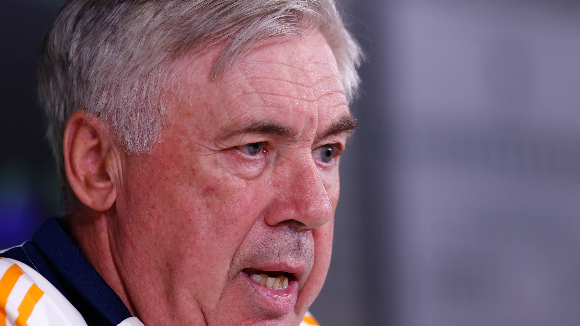 Carlo Ancelotti, head coach of Real Madrid, gives a press conference during the training day of Real Madrid ahead the Spanish League, LaLiga EA Sports, football match against Real Valladolid at Ciudad Deportiva Real Madrid on January 24, 2025, in Valdebebas, Madrid, Spain. AFP7 24/01/2025 ONLY FOR USE IN SPAIN