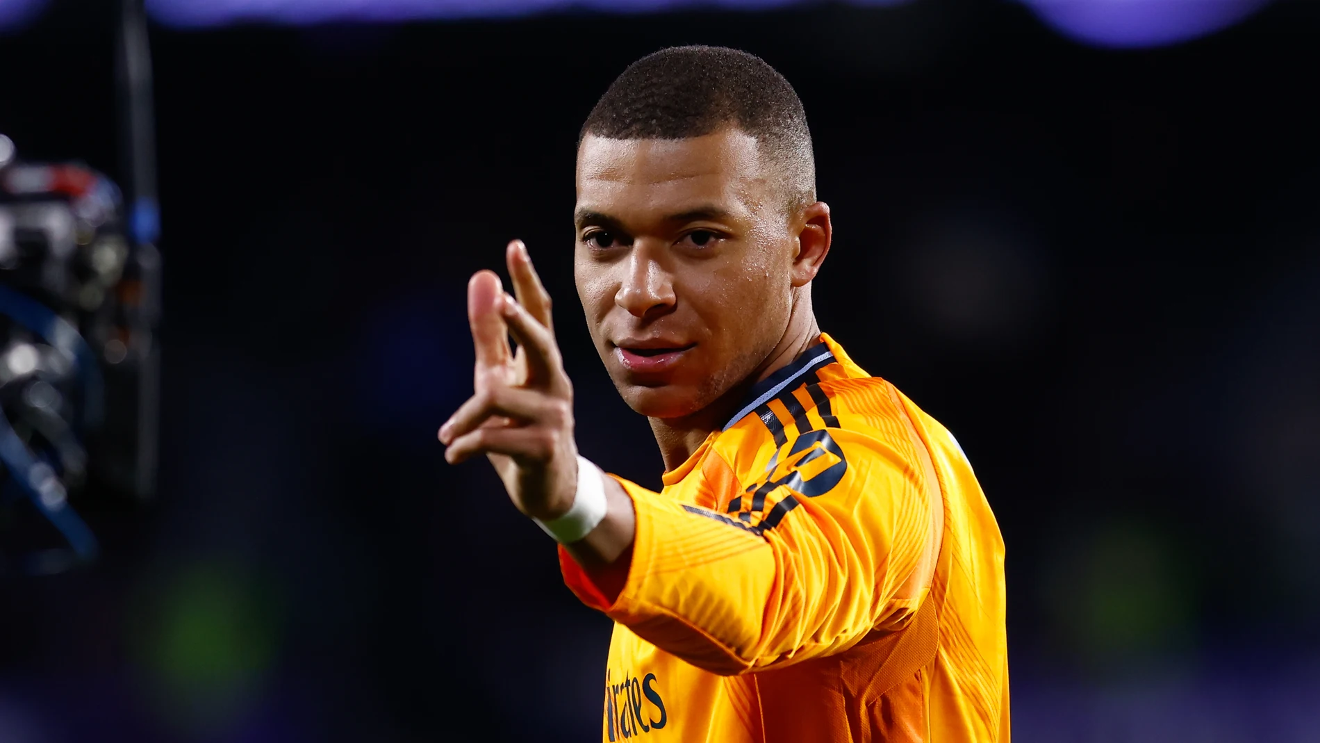 Kylian Mbappe of Real Madrid celebrates a goal during the Spanish League, LaLiga EA Sports, football match played between Real Valladolid CF and Real Madrid at Jose Zorrilla on January 25, 2025, in Valladolid, Spain.AFP7 25/01/2025 ONLY FOR USE IN SPAIN
