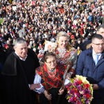 La vicepresidenta Isabel Blanco, la consejera Leticia García; el presidente de la Diputación de Zamora, Javier Faúndez; y el vicepresidente Víctor López celebran el Encuentro de Águedas en Muelas del Pan