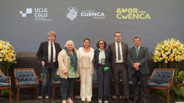 El alcalde de Soria, Carlos Martínez, durante su participación en el encuentro de Ecuador