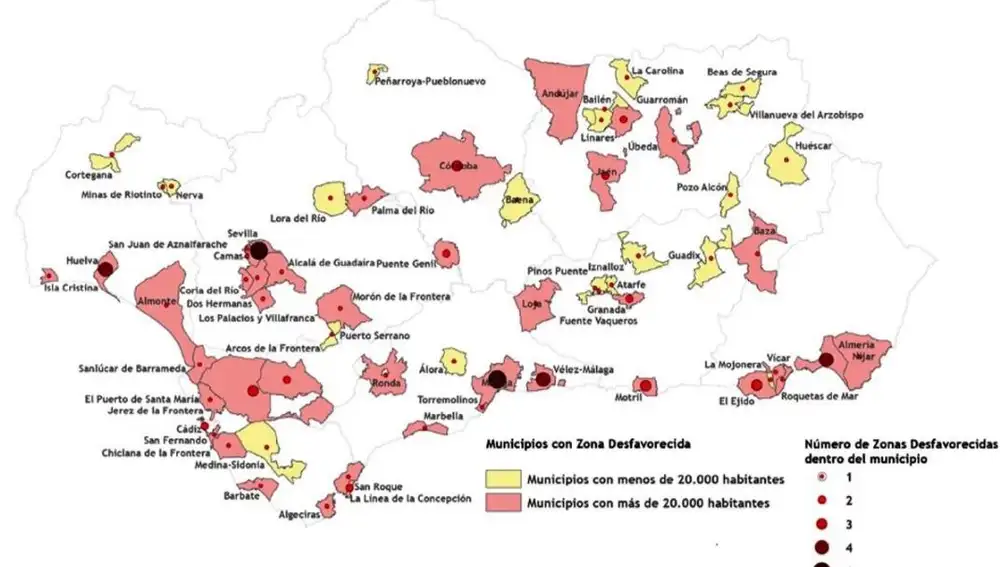El número de zonas desfavorecidas es mayor en las grandes capitales