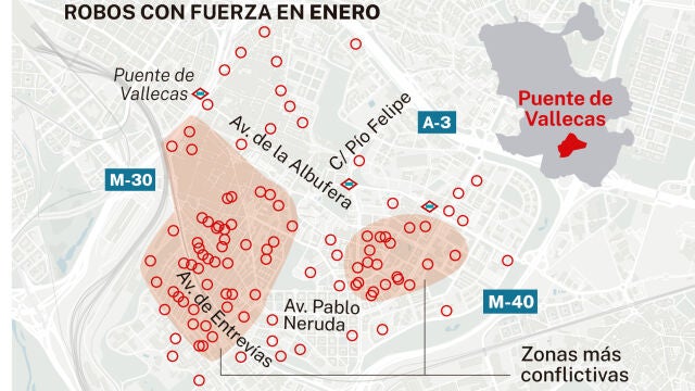 Robos con fuerza en Puente de Vallecas