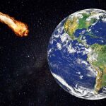 Meteorito impactando en La Tierra