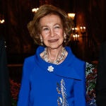 Spain's Emeritus Queen Sofia arrives at the Paris Opera House to attend the 150th anniversary gala of the Garnier Opera House in Paris, France, 24 January 2025. (Francia, España) 