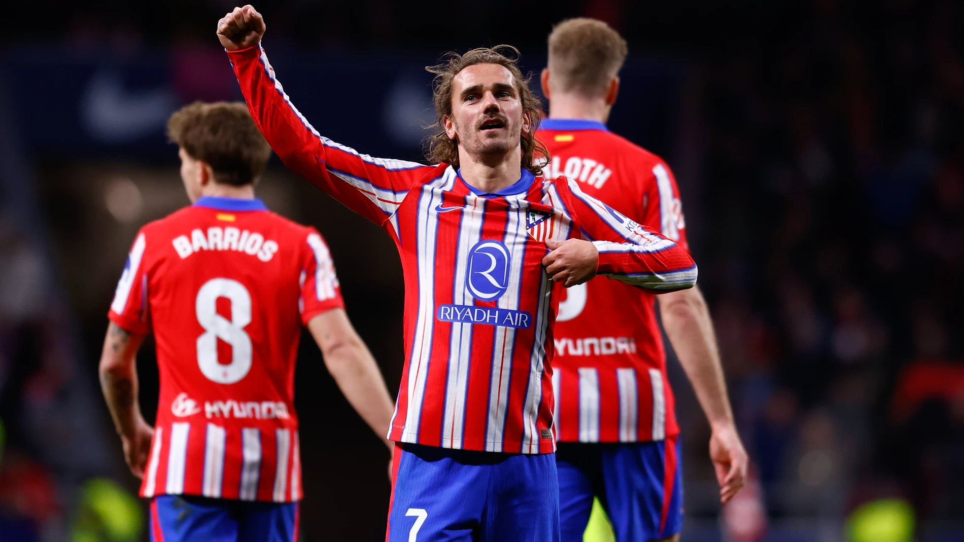 Antoine Griezmann of Atletico de Madrid celebrates a goal during the Spanish League, LaLiga EA Sports, football match played between Atletico de Madrid and RCD Mallorca at Riyadh Air Metropolitano stadium on February 1, 2025, in Madrid, Spain.AFP7 01/02/2025 ONLY FOR USE IN SPAIN