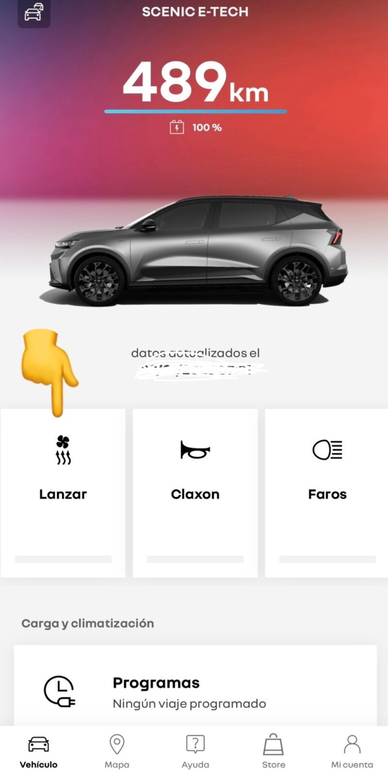 Accionamiento del climatizador desde la app myRenault
