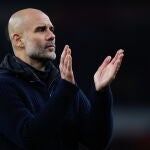 Pep Guardiola, en un partido reciente del City