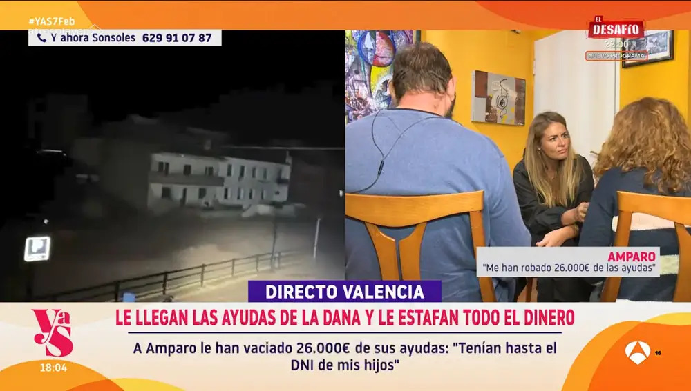 Una pareja denuncia en 'Y ahora Sonsoles' que les han estafado el dinero de las ayudas de la DANA
