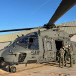 Uno de los helicópteros que acompañan a los boinas verdes españoles