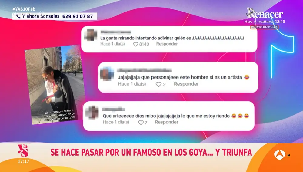 Hombre se hace pasar por famoso en Los Goya