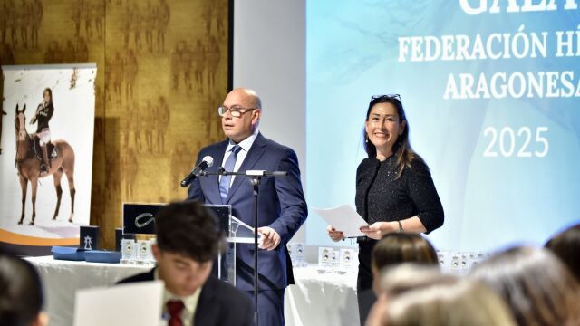 Mauricio Silva y Paula Solanas, en la gala de la Federación Hípica Aragonesa
