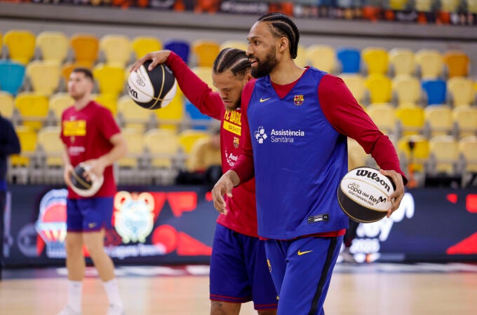 Anderson y Parker, en el entrenamiento del Barcelona en el Gran Canaria Arena