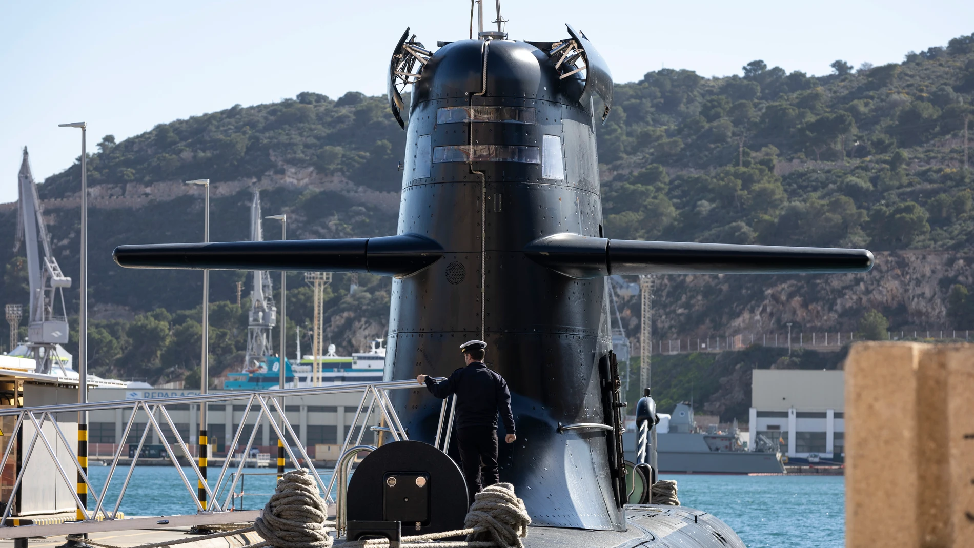 Visita al submarino Isaac Peral S-81 y a la escuela de submarinistas, en su sede de Cartagena.© Jesús G. Feria.