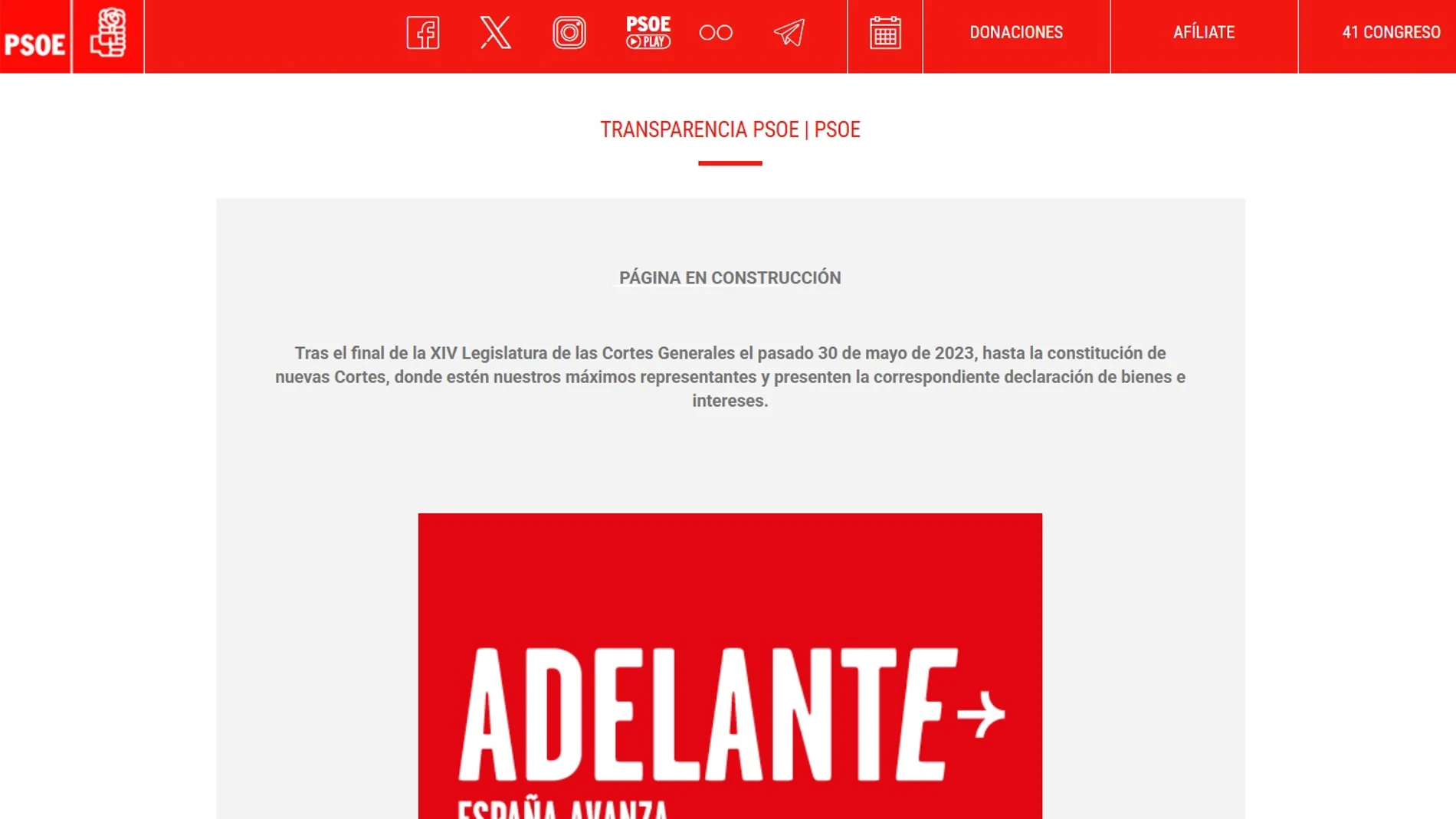 Portal de Transparencia del PSOE.