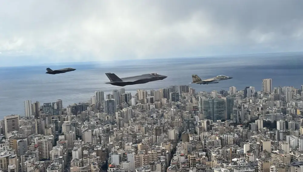 Dos cazas F-35 y dos F-15 israelíes sobrevuelan Beirut en medio del funeral por Nasralá