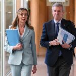 Alfonso Rueda, hoy, con la conselleira de Política Social, Fabiola García. 