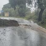 Desprendimientos en carreteras de la comarca de la Serranía de la Ronda obstaculizan el paso por las intensas lluvias y granizo. La MA-7304 de acceso a Igualeja permanece cortada al tráfico.