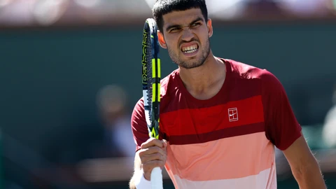 Alcaraz celebra la victoria ante Quentin Halys