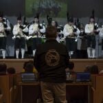 La banda de gaitas La reina del Truébano, durante una de sus actuaciones