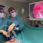 Los doctores Diego González Rivas y Régulo Ávila durante la intervención