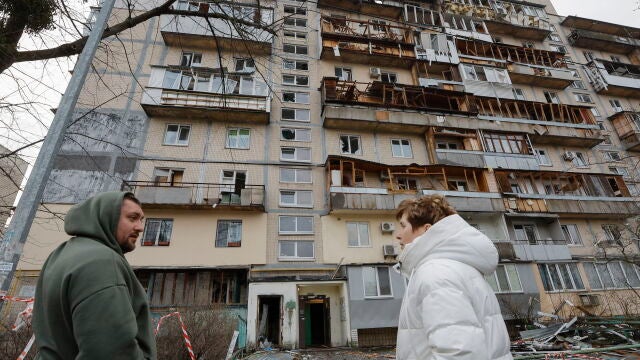 Aftermath of overnight drone attack in Kyiv
