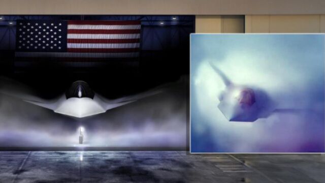 Dos imágenes generadas por ordenador del futuro avión F-47 de EEUU