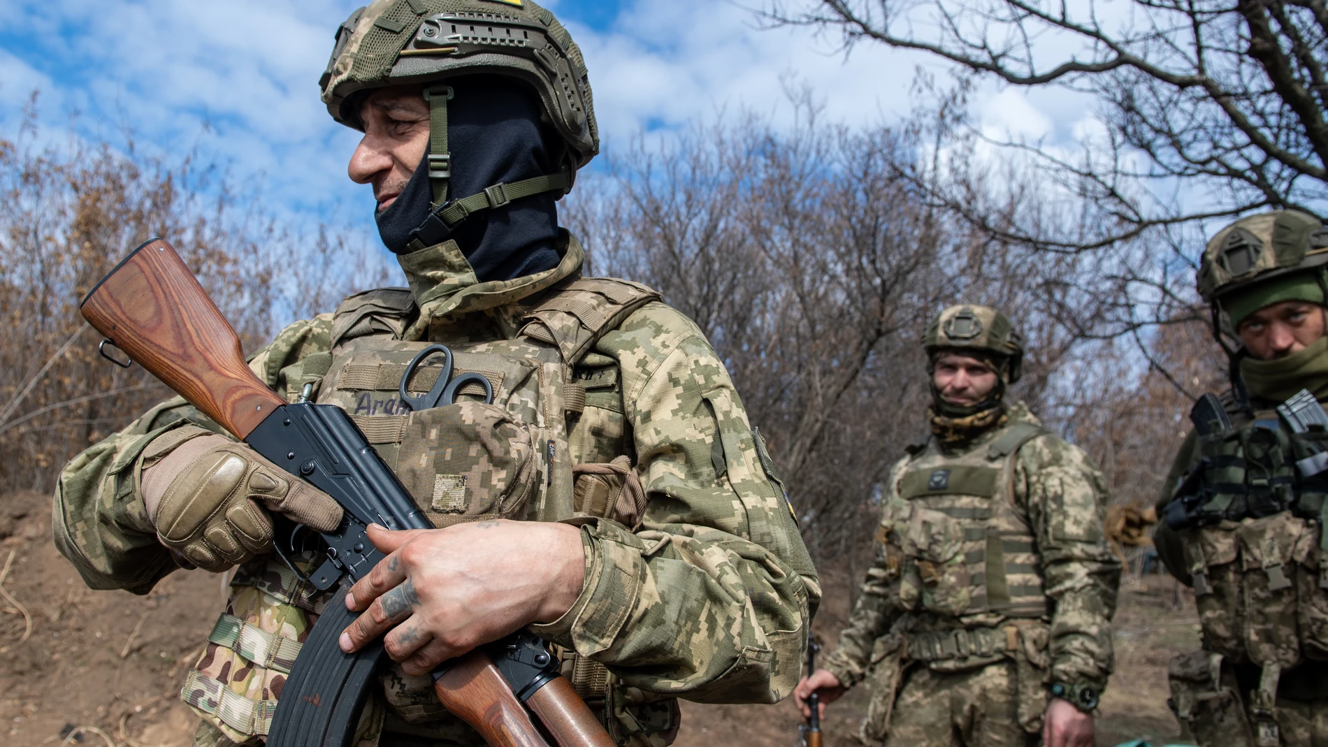 March 20, 2025, London, Donbas, Ukraine: Soldiers from the Special Purpose Battalion ''Shkval,'' part of Ukraine's 59th Assault Brigade, take part in rifle training near Donbas. Most of the battalion's members are former prisoners who joined the military to fight for Ukraine. Europa Press/Contacto/Thomas Krych 20/03/2025 ONLY FOR USE IN SPAIN