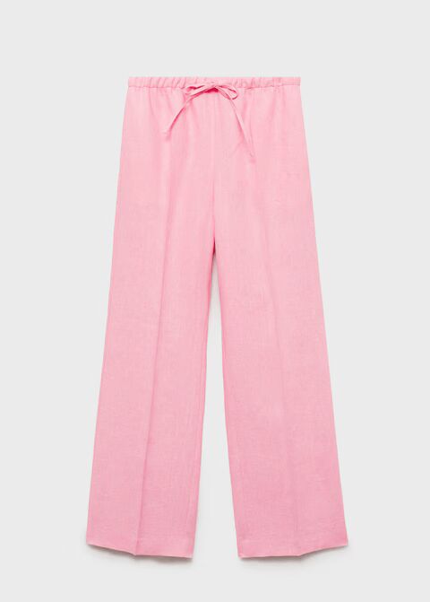 Pantalón recto lino lazo.