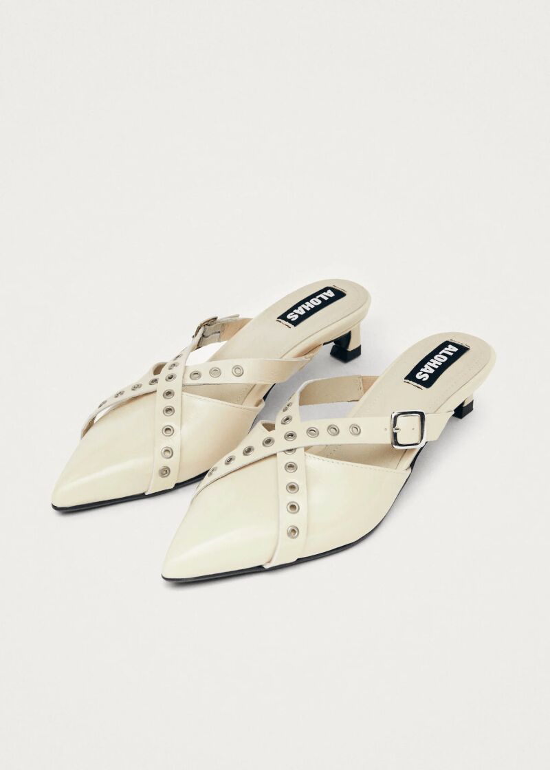 Zyra onix cream leather mules.