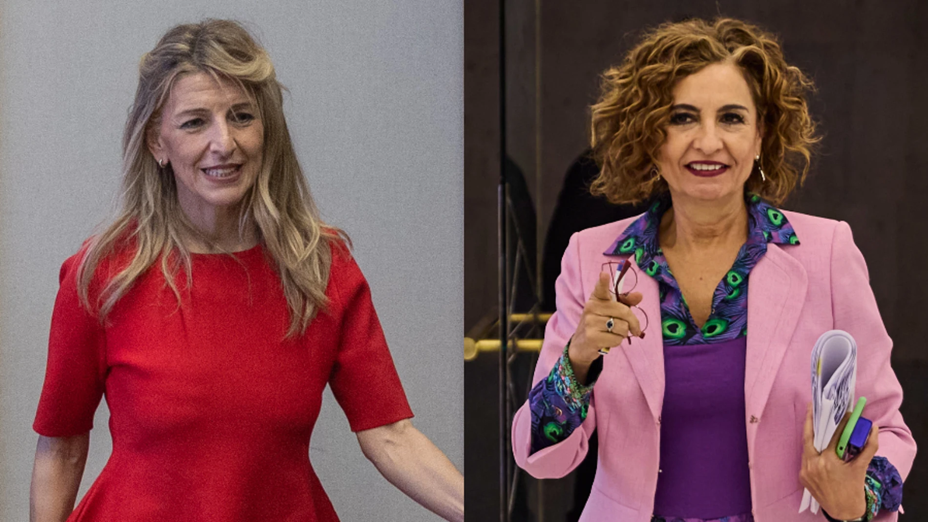 Montaje de Yolanda Díaz y María Jesús Montero